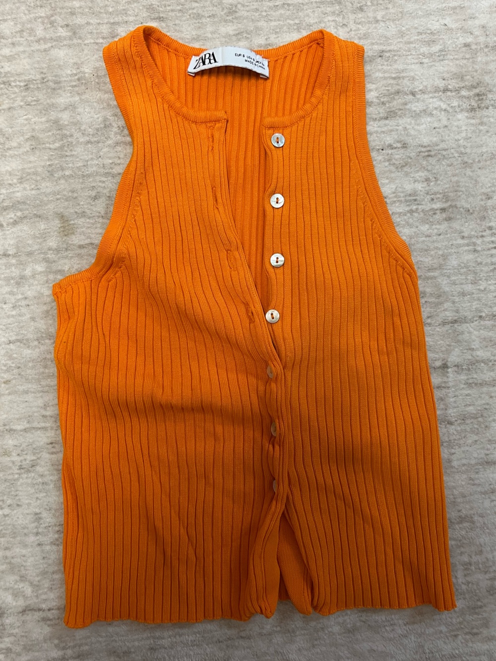 Zara🧡✴️🍊 Ribbed Button-Front Tank Top - Picture 4 of 6